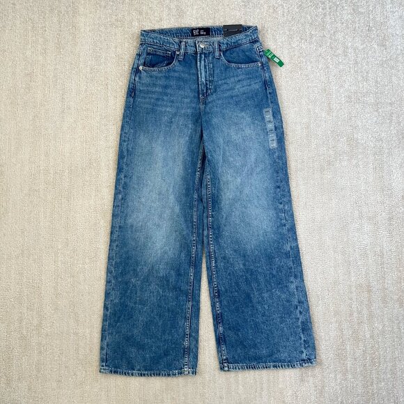 NWT Gap High Rise Wide Leg Blue Jeans 4/27R - Picture 1 of 11